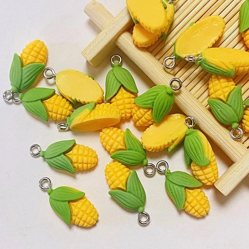 Art Craft Resin - 20個入り 面白いミニコーン野菜樹脂チャーム 人工食品ペンダント DIYクラフト用品 イヤリング ブレスレット