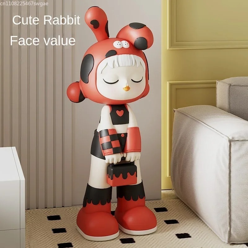 Art Craft Resin - アートカートゥーンガール像 室内ファッションキャラクターモデル レジン工芸品 店舗 オフィス装飾アクセサリー モダンホームデコレーション