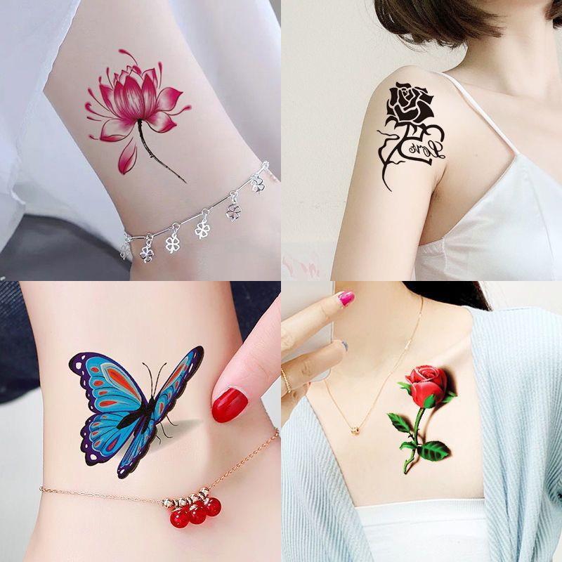 Art & Craft Photos - 20 枚のタトゥーステッカー防水一時的な花ファッション蝶タトゥーアートステッカー DIY ボディステッカー長持ちするギフト