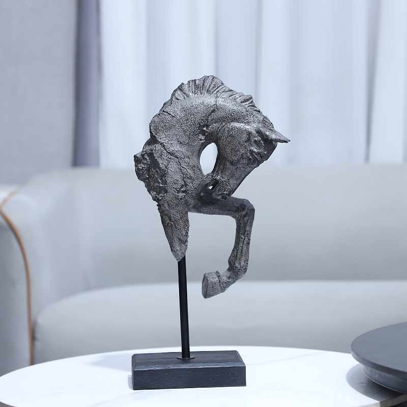 Art Craft Horse - 樹脂工芸品古い馬の頭を模した人工動物彫刻戦馬像装飾置物家の装飾アートクラフト