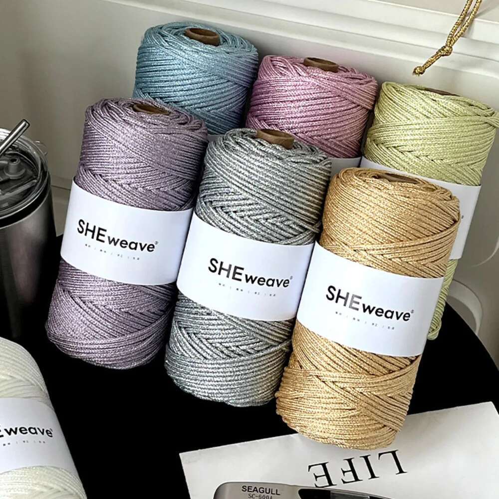 Macrame Cord Cotton - ゴールド光沢のある 5.0 ミリメートル軽量ポリエステル編組ロープ 3 ミリメートル ×