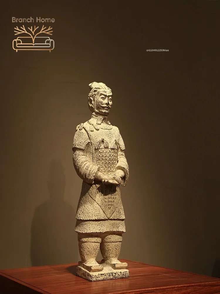 Art Craft Horse - 中国の秦代の兵馬俑の置物、アンティーク調の芸術工芸品、ボグフレーム、リビングルームや書斎のデスクトップ装飾