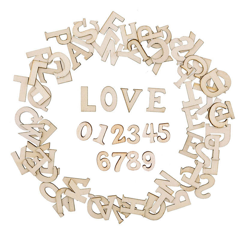 Letter S Art Craft - 装飾的な木製のアルファベット文字,100個,木製の数字,ミニ木製の装飾品,スクラップブッキング,diyアートクラフト