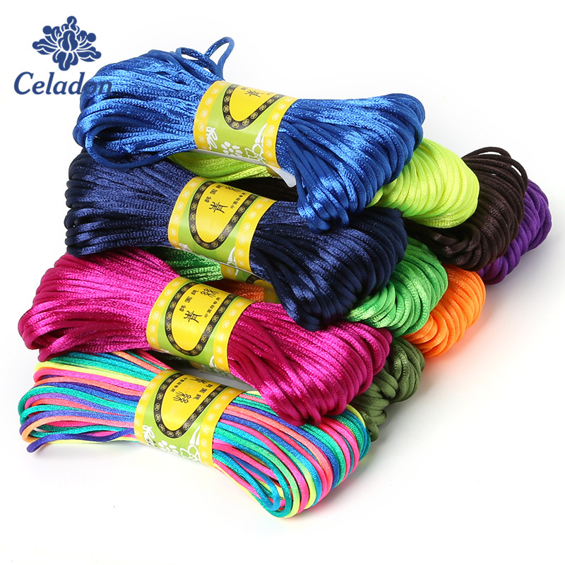Macrame Cord Cotton - Rattail-マクラメナイロンとサテンのラッシュコード,2mm, 20m,中国の結び目,ブレスレット,ネックレスを見つける
