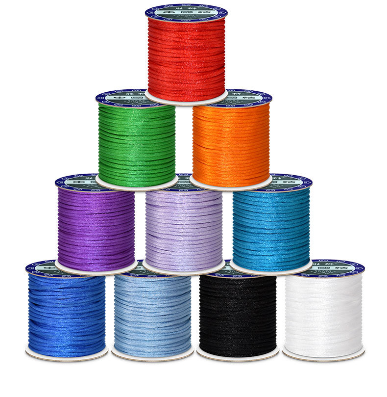 Macrame Cord Cotton - 1.5 ミリメートル 2 ミリメートル 2.5 ミリメートルナイロン綿黒サテン中国結びタッセルシルクマクラメラテールコードロープビーズ編組