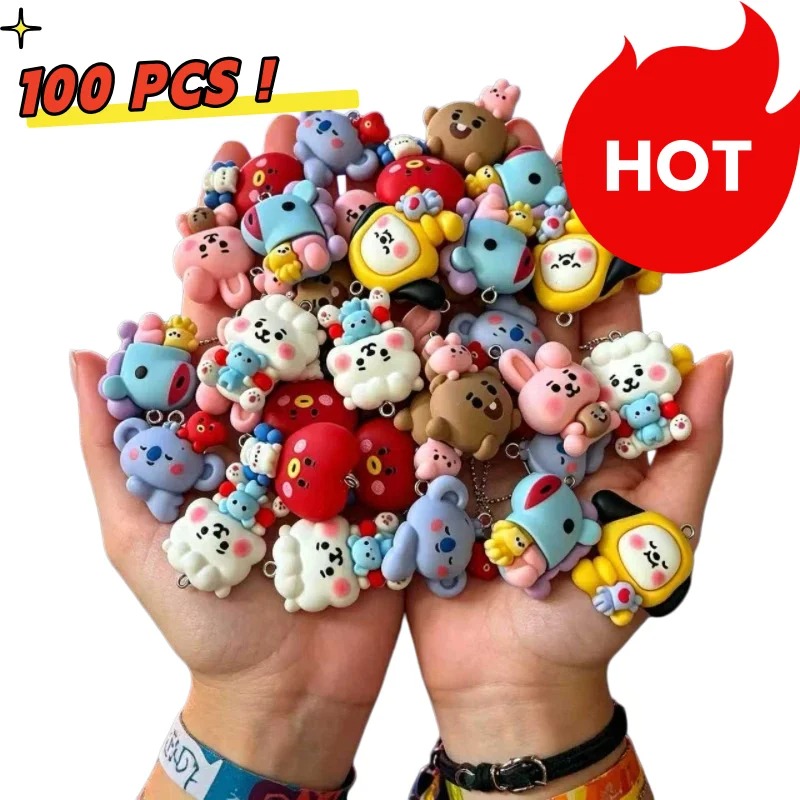 Art Craft Resin - 7 個 BT21 樹脂漫画チャーム DIY アクセサリークラフト用品ジュエリー作成用イヤリングネックレスブレスレットペンダント電話デコ