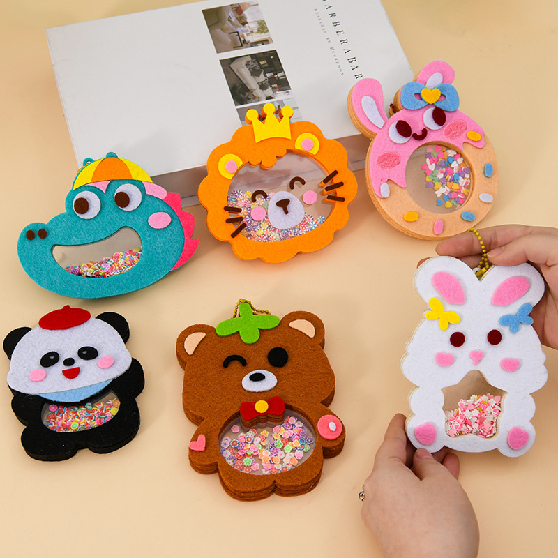 Art Craft 3 Year Old - DIY動物シェイクペンダントアートクラフトキット 子供 男の子 女の子 簡単貼り付け 不織布シェイカー