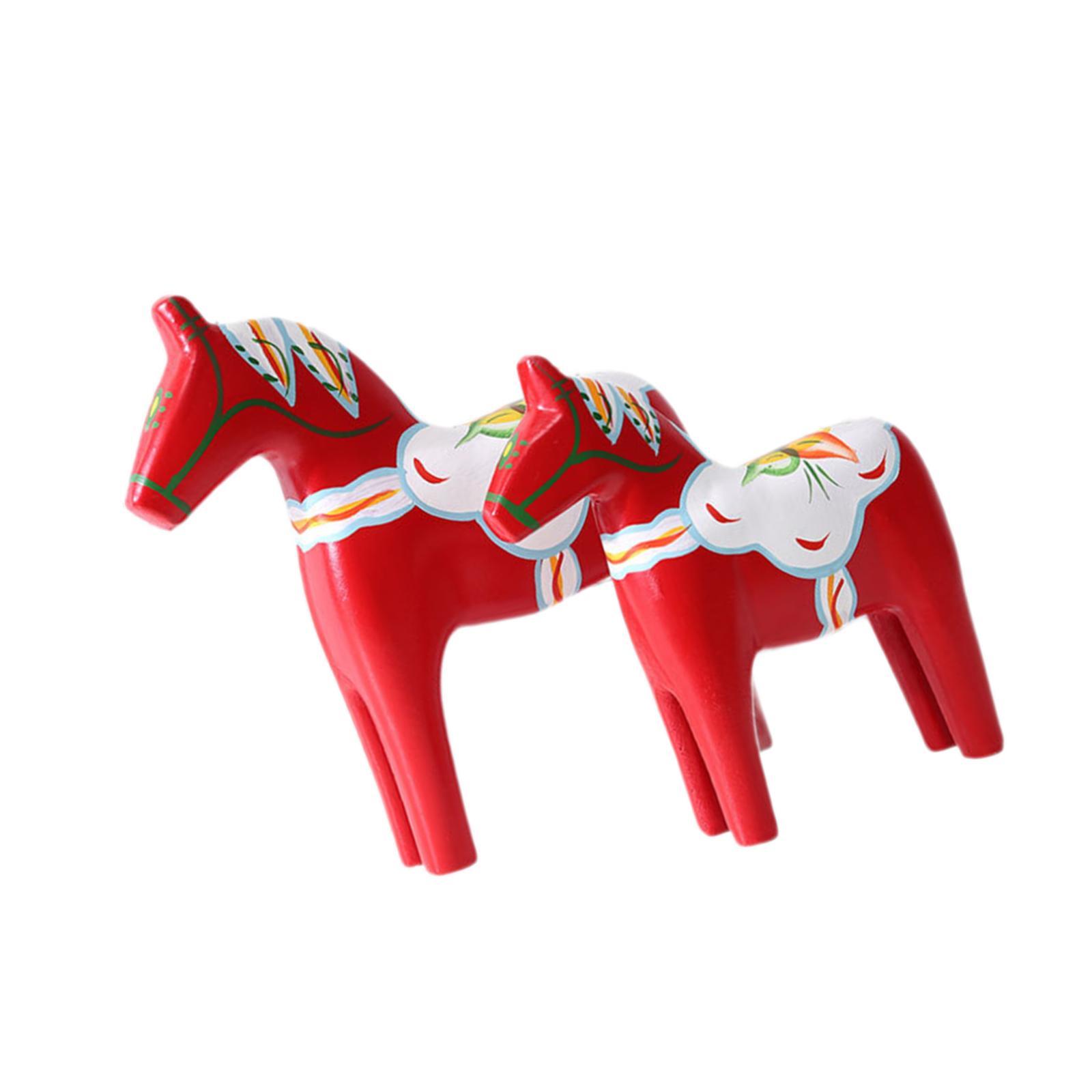 Art Craft Horse - 2 個のダラ馬の置物レッドコレクションアート工芸品装飾家の装飾