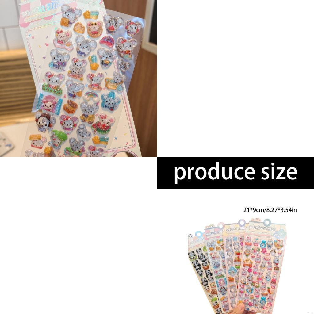 Art Craft 3 Year Old - エンボス加工動物ステッカー漫画 PVC 樹脂ステッカースクラップブッキングノート K92C