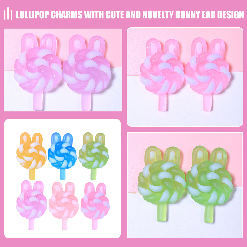 24 個のかわいい漫画ロリポップチャームウサギの形をした光る - Art Craft Resin のレビューと価格