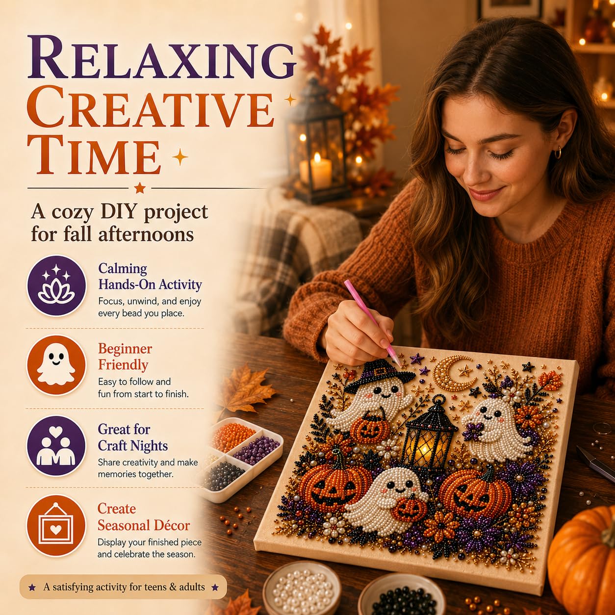 @ハロウィン ゴーストパールアートキット 大人用 DIYパー - Art Craft Adult のレビューと価格