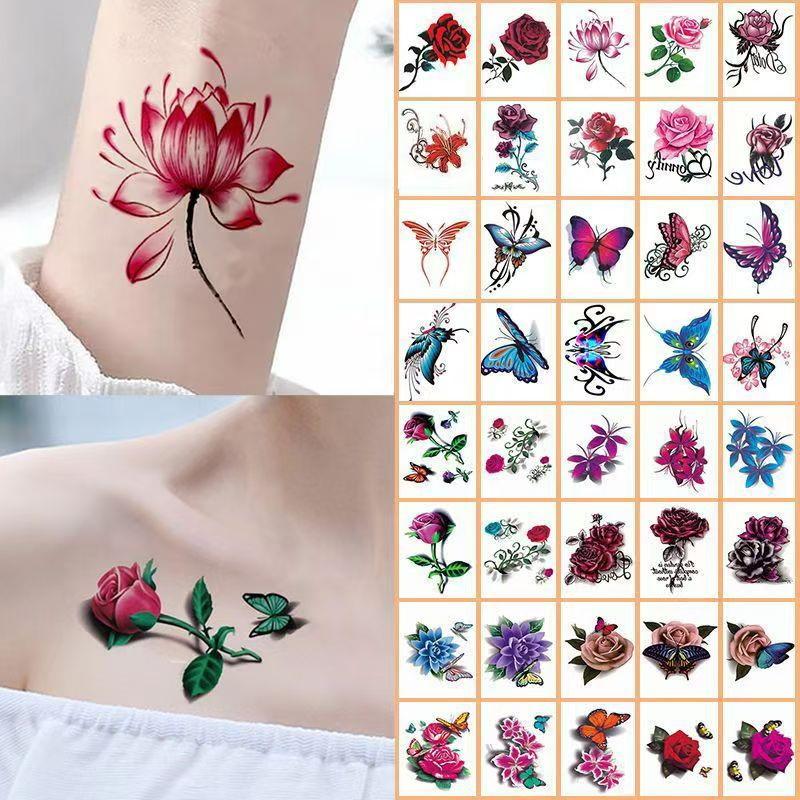 20 枚のタトゥーステッカー防水一時的な花ファッション蝶タト - Art & Craft Photos のレビューと価格