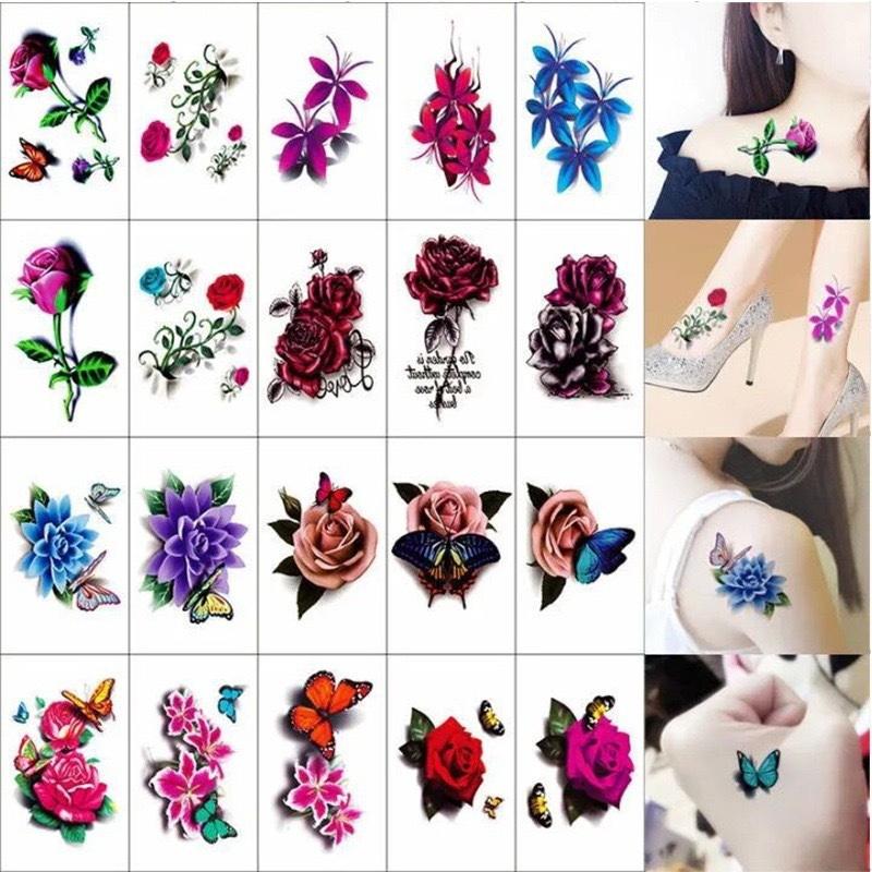 20 枚のタトゥーステッカー防水一時的な花ファッション蝶タト - Art & Craft Photos のレビューと価格