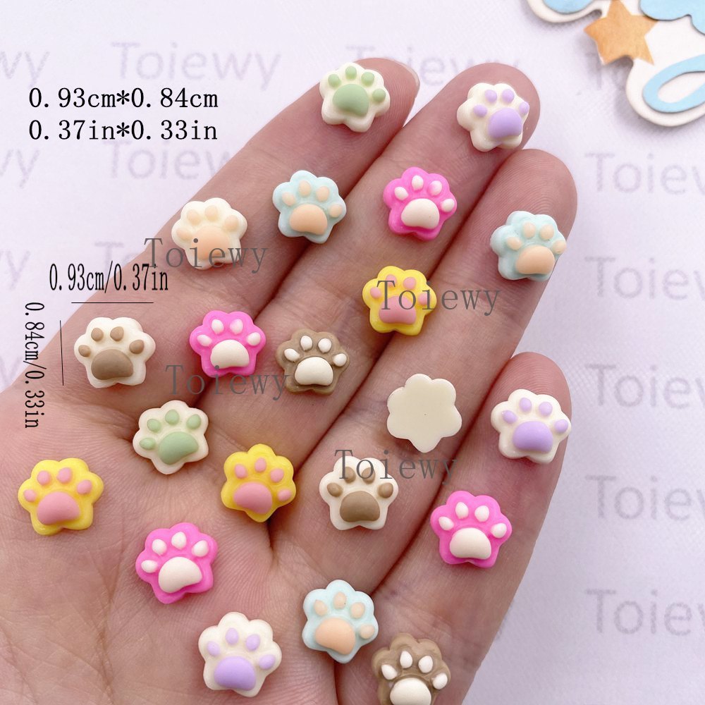 50個ミックスレジン カラフル漫画ミニ猫の肉球アートネイル  - The Art And Craft Of Jewelry のレビューと価格