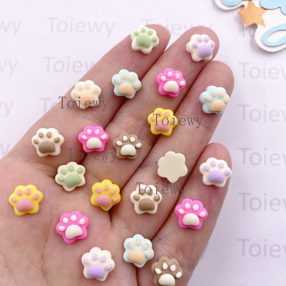 50個ミックスレジン カラフル漫画ミニ猫の肉球アートネイル  - The Art And Craft Of Jewelry のレビューと価格