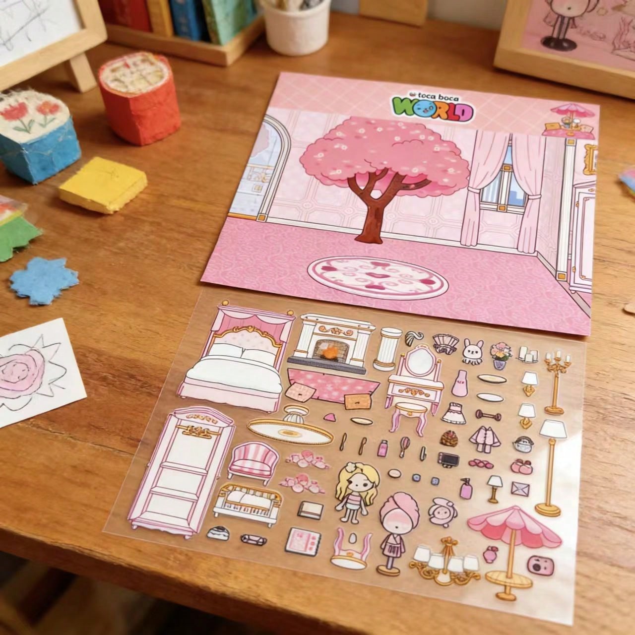 ピンクの桜の木ホテルの部屋DIYキッズクラフトステッカーキッ - Art Craft 3 Year Old のレビューと価格