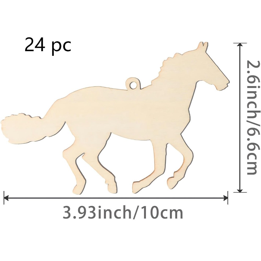 24個の未完成の馬の木製カットアウト、DIYペイントクラフト - Art Craft Horse のレビューと価格