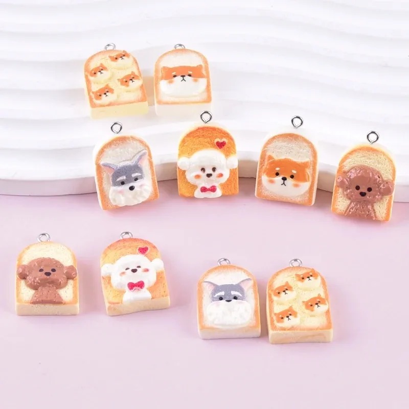 10 個かわいいトースト犬樹脂ペンダント漫画動物チャーム D - Art Craft Resin のレビューと価格