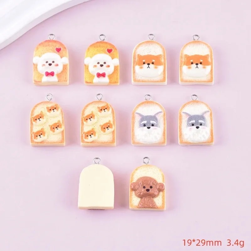 10 個かわいいトースト犬樹脂ペンダント漫画動物チャーム D - Art Craft Resin のレビューと価格