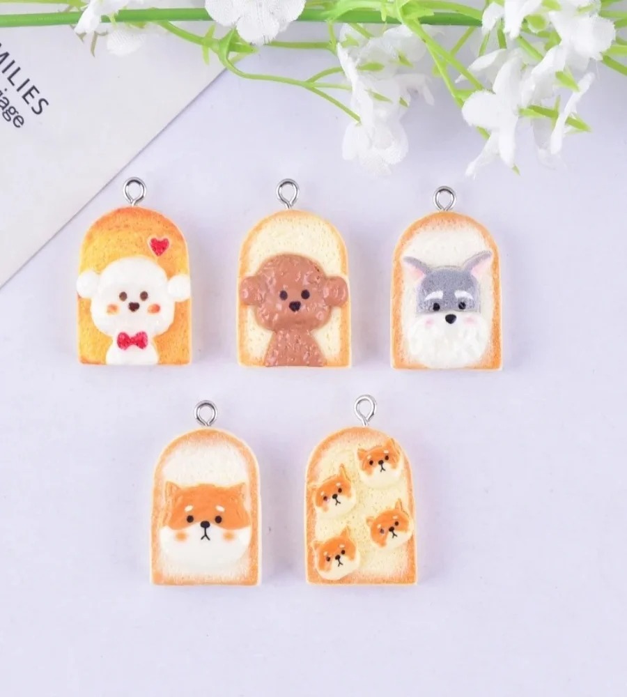 10 個かわいいトースト犬樹脂ペンダント漫画動物チャーム D - Art Craft Resin のレビューと価格