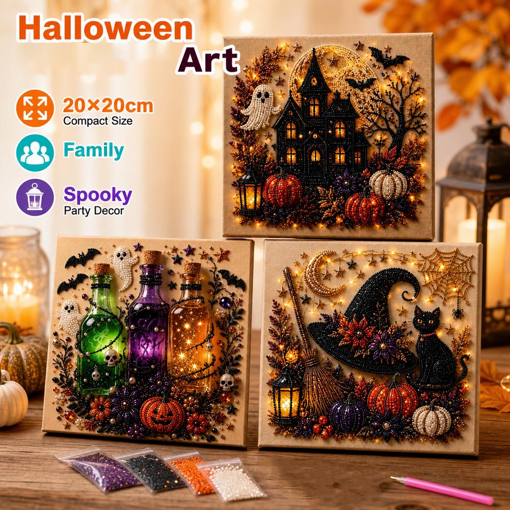 ハロウィンゴースト＆パンプキン3DパールアートDIYキット（ - Art Craft Adult のレビューと価格