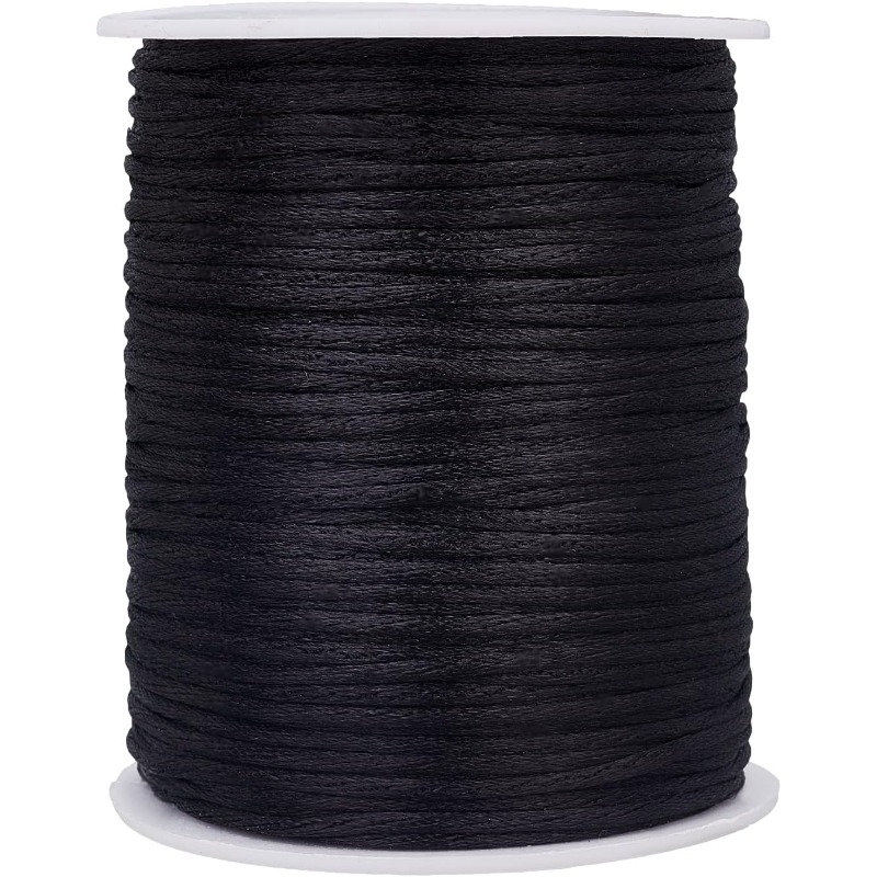 ラットテールサテンコード、ブラックシルクブレスレットストリン - Macrame Cord Cotton のレビューと価格
