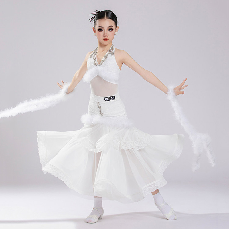 キッズガールズモダンダンスウェアフェザートレーニングコスチュ - Art & Craft Photos のレビューと価格