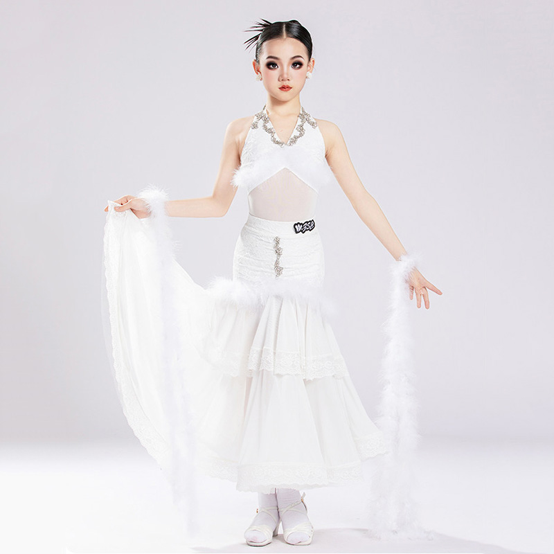 キッズガールズモダンダンスウェアフェザートレーニングコスチュ - Art & Craft Photos のレビューと価格