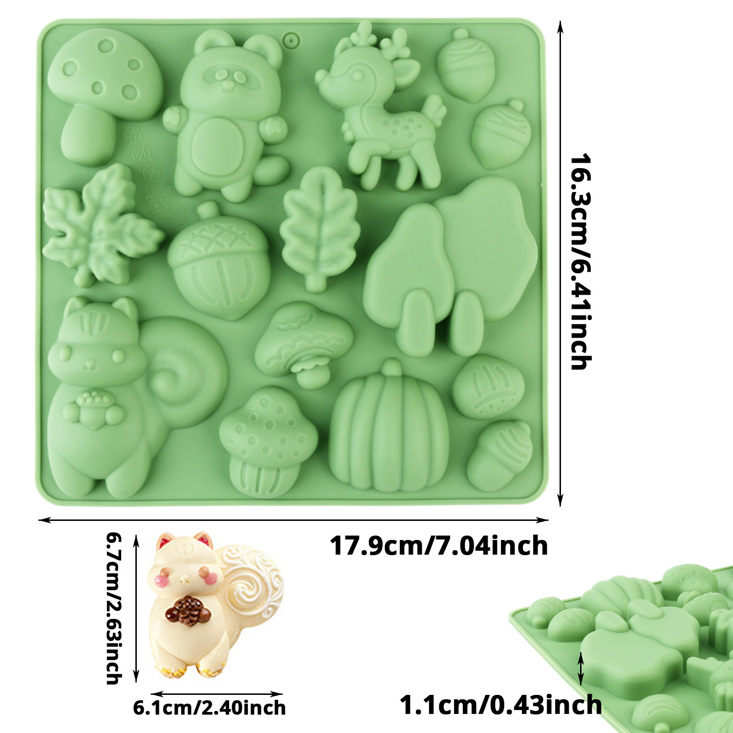 1個の動物の形をしたシリコンケーキ型、リスや鹿など、様々な動 - Art Craft Resin のレビューと価格
