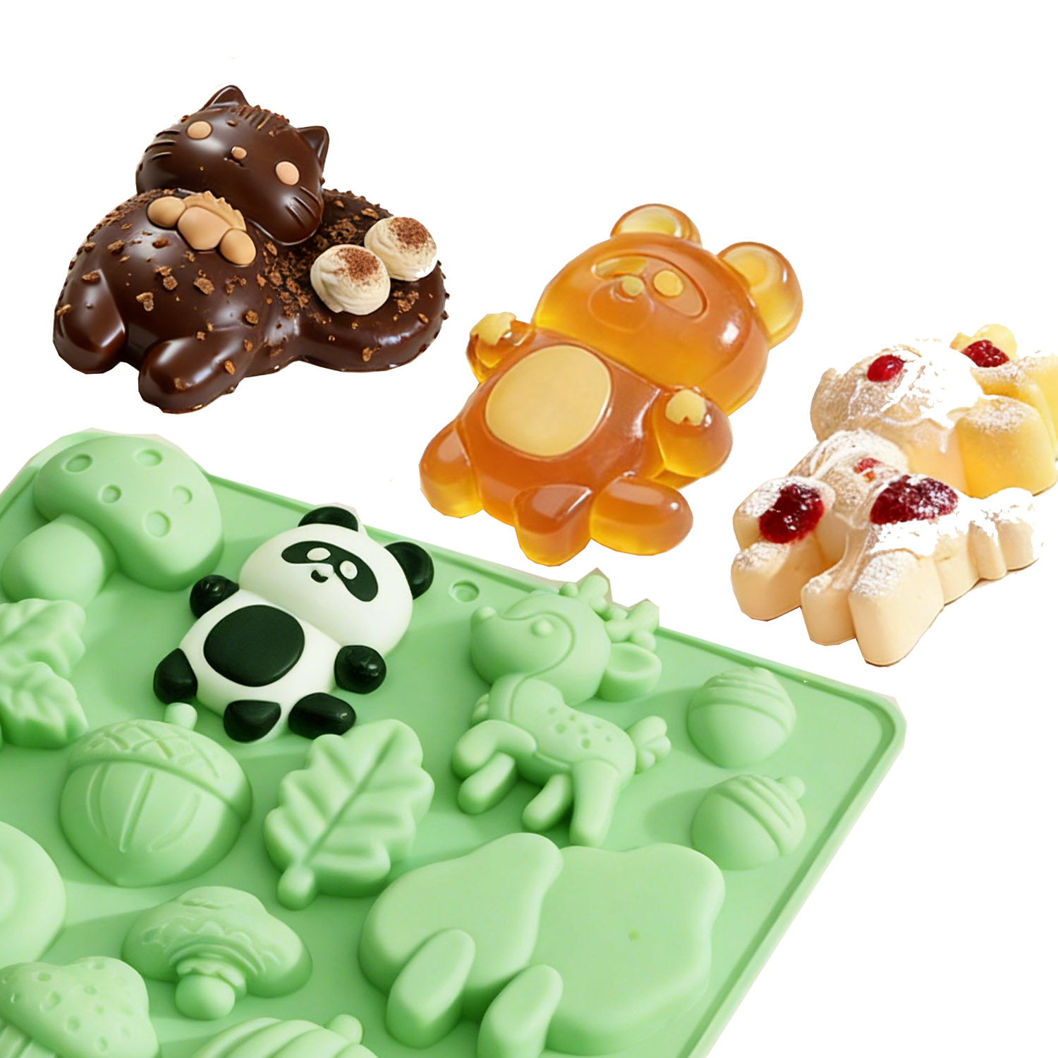 1個の動物の形をしたシリコンケーキ型、リスや鹿など、様々な動 - Art Craft Resin のレビューと価格
