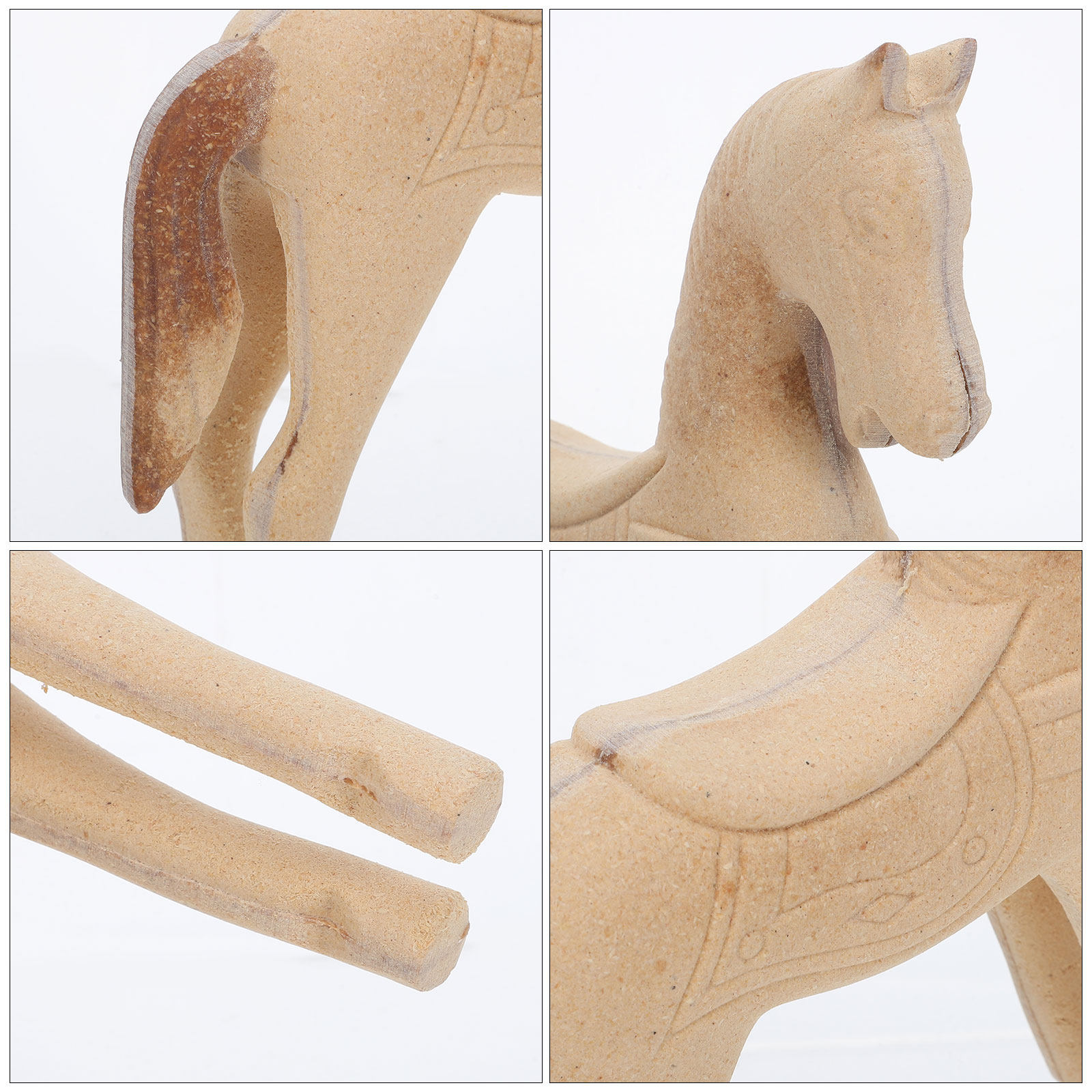 未完成の木製馬の彫刻 8.2x6.7インチ 素朴な木製動物装 - Art Craft Horse のレビューと価格