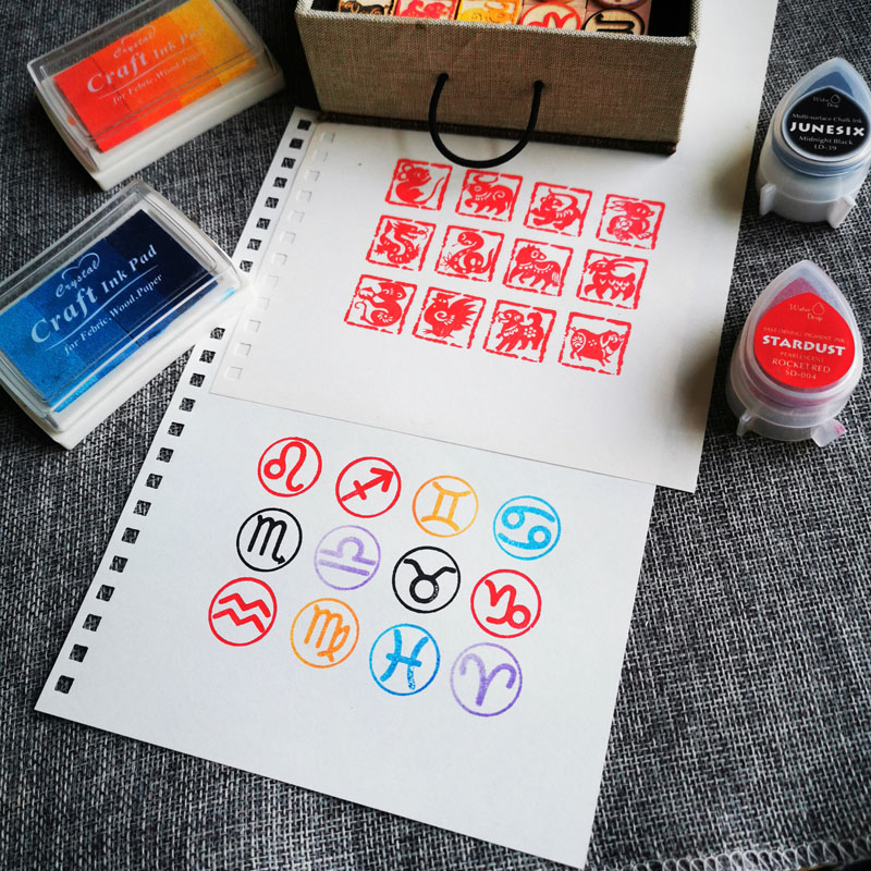 12の星座木製書道シール、DIYギフト、スタンピングインクパ - Stamping Ink Pad のレビューと価格