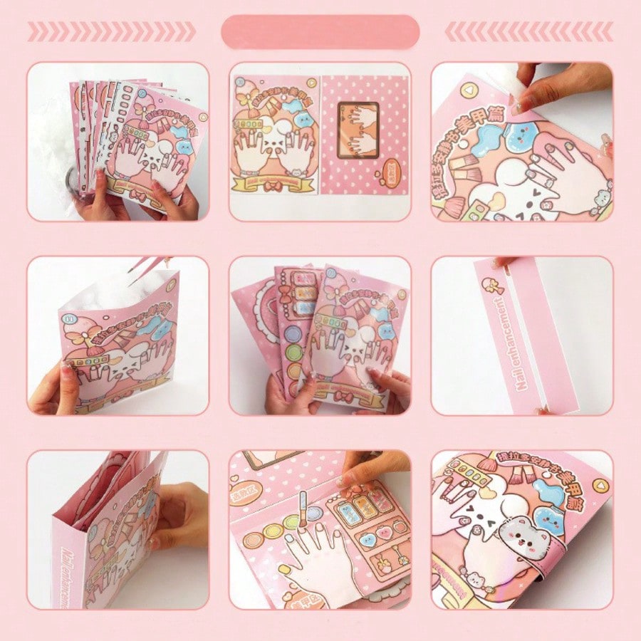ピンクの子供用DIYネイルサロン 静かなカットステッカーブッ - Art Craft 3 Year Old のレビューと価格